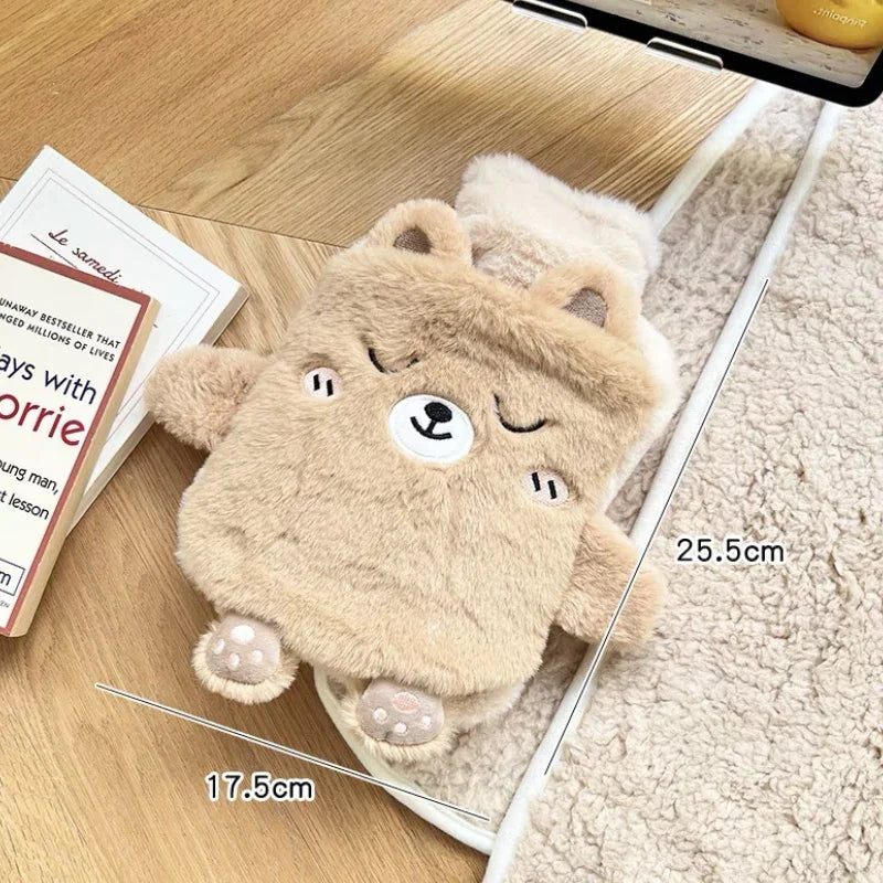 Cojín térmico de peluche con bolsa de agua caliente reutilizable
